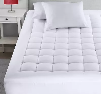 Quilted Fitted Premium Mattress Pad Queen Size - Pillow Top Mattress Topper -... • $27.99