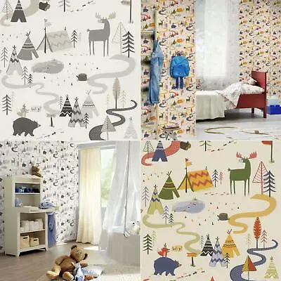 £15.99 • Buy Kids Indian Forest Adventures Wallpaper Chrome Or Multicolour Smooth Finish