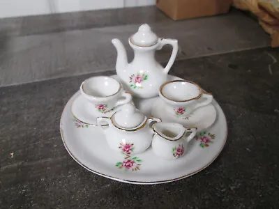 Vintage Miniature Tea Set 10 Piece Roses Gold Trim Made In Taiwan • $19.99