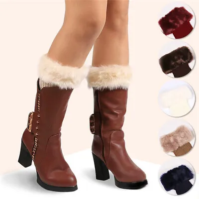 £5.39 • Buy Women Winter Knitted Boot Cuffs Fur Knit Crochet Toppers Trim Socks Leg Warmer