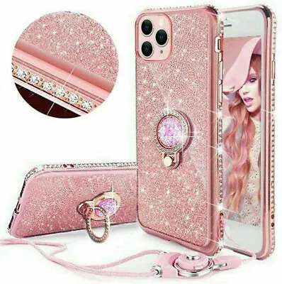 £1.89 • Buy Case For IPhone 11 12 Pro Max XR 8 7 Plus 14 Glitter Silicone Ring Holder Cover
