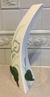 Vintage Calla Lily Hand Painted Ceramic Vase By Keramikland Italy Unusual • £12