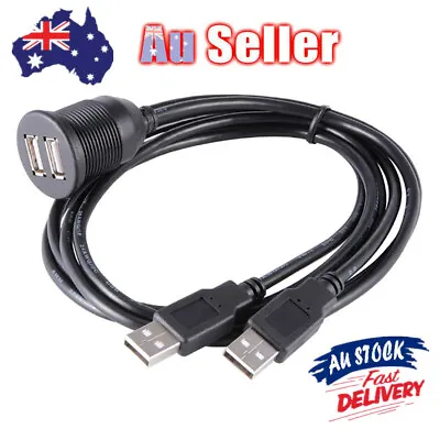 $19.46 • Buy Car Truck Dashboard Flush Mount Dual USB Male To Female Extension Cable Kit AU