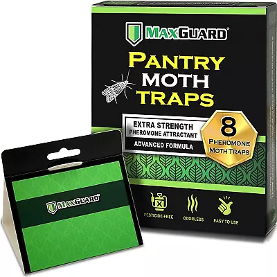 Pantry Moth Traps (8 Pack) With Extra Strength Pheromones | Non-Toxic Sticky Glu • $19.59