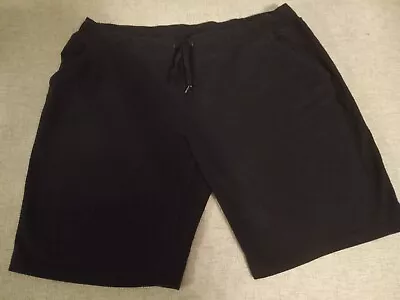 Eddie Bauer Shorts 2x Sweat Black Knit Pull On Drawstring Casual *294 • $12