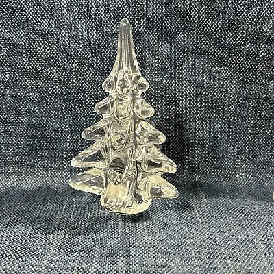 Vintage Crystal Clear Glass 5  Art Glass Christmas Tree Figurine Décor • $19