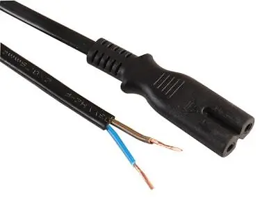 £2.49 • Buy 1m Bare Ends 2 Pin Figure Of 8 Power Lead Cable C7 Fig Straight Connector Black