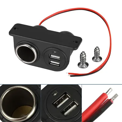 1x Car Cigarette Lighter AUX Dual USB Power Outlet Socket Plug Adapter 12V Black • $8.78