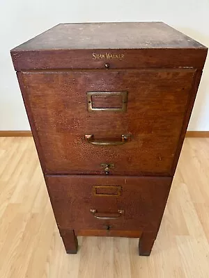 Shaw Walker Vintage Solid Wood Two Drawer File Cabinet With Adjustable Back • $850