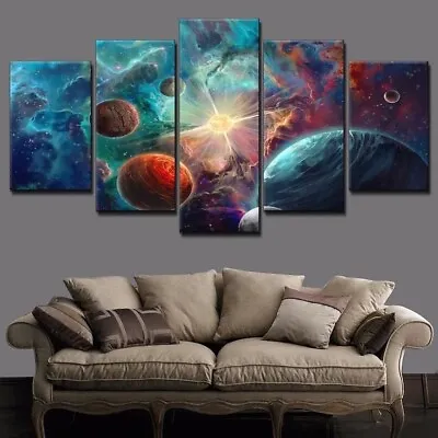 Space Milky Way 5 Panel Canvas Print Wall Art Poster • $22.95