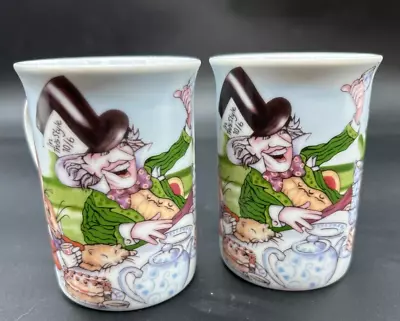 Set Of 2 PAUL CARDEW Alice In Wonderland Cafe Mug Coffee 4  Mad Hatter Tea Party • $45