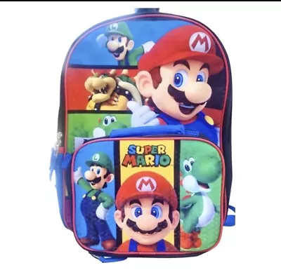 Super Mario 16  Backpack With Detachable Insulated Lunch Box Tote • $24.90