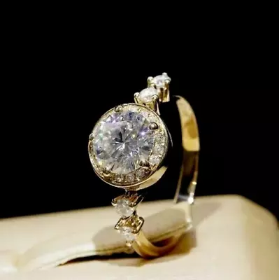2Ct Round Cut Lab-Created Diamond Women's Engagement Ring 14K Yellow Gold Finish • $78.74