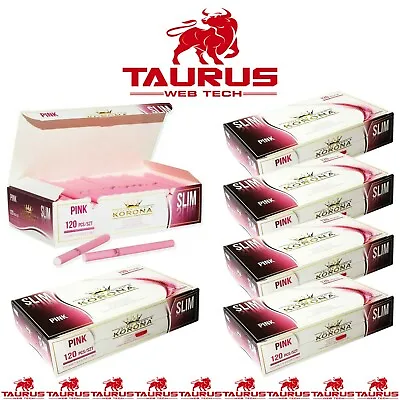£39.99 • Buy 2400x KORONA Crown PINK Filter TUBES Tip Paper Smoking Cigarette SLIM Tobacco UK