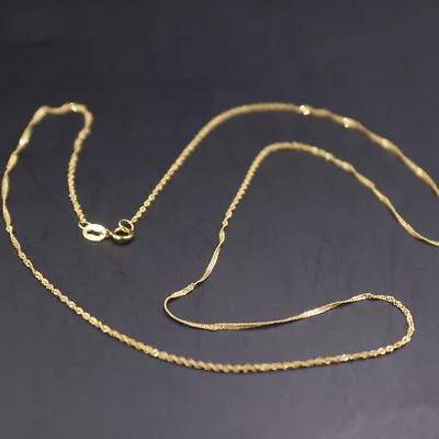 Pure Real 18K Yellow Gold Necklace For Women 1.2mm Singapore Link Chain 16inch  • $235.98