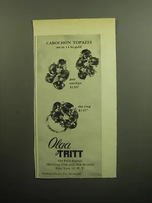 1958 Olga Tritt Jewelry Ad - Cabochon Topazes Set In 14 Kt Gold • $19.99