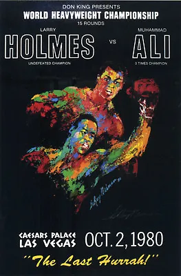 MUHAMMAD ALI V LARRY HOLMES World Heavyweight BOXING Window Poster 1980 Preprint • £7.99