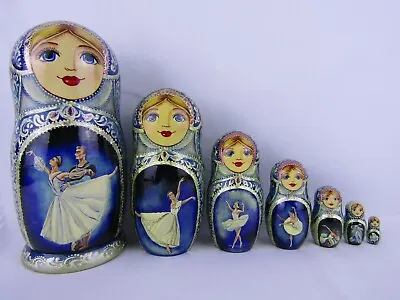 Matryoshka Nesting Doll 8.5  7 Pc Winter Ballet Ballerina Christmas Russian 1025 • $199.99
