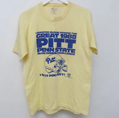 Vintage 80s University Pittsburgh Pitt Panthers T Shirt  Football Single Stitch • $32