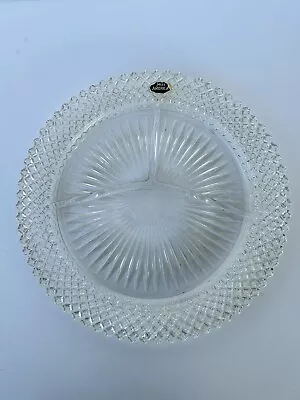 Hocking Glass MISS AMERICA Crystal 3-Part Divided Grill Plate • $11.99