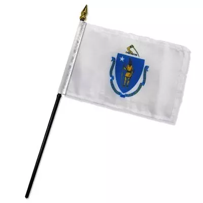 Massachusetts State Flag 4 X6  Desk Table Stick (Sewn Edges) • $6.44