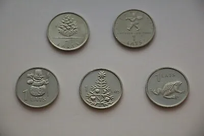 1 Lats Latvia - With Latvian Symbols. Set Of 5 X 1 Lats. • $37.90