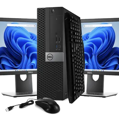 Dell Desktop Computer PC I5 32GB RAM 1TB SSD Dual 24  LCDs Windows 11 WiFi • $399
