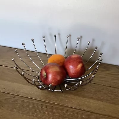 Vintage MCM Atomic Starburst Chrome Metal Wire Fruit Bowl Basket Large 13.5” 60s • $45