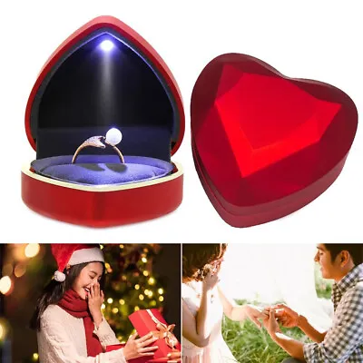 $13.83 • Buy Ring Gift Box LED Light Jewelry Case Velvet Wedding Proposal Storage Engagement