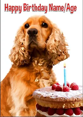 Personalised Cocker Spaniel Dog Birthday Card + Pawprint Insert  Glossy A5 Size • £3.99