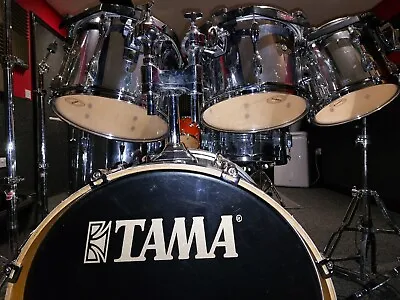 Tama Early 2000's Rockstar Shell Pack In Chrome Wrap - Toms And Bass Drum Only. • £300
