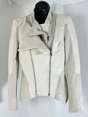 COMME USA White Ribbed Vegan Leather Motto Jacket Size M • $18