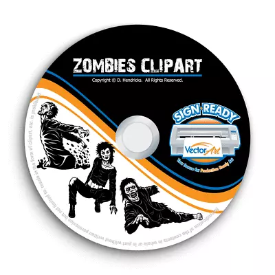 Zombies Clipart-vector Clip Art-vinyl Cutter Plotter Images &t-shirt Graphics Cd • $27.95