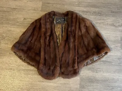 Brown Mink Fur Cape Shawl Stole Jacket Stole Coat Evening Wrap With Pockets • $110