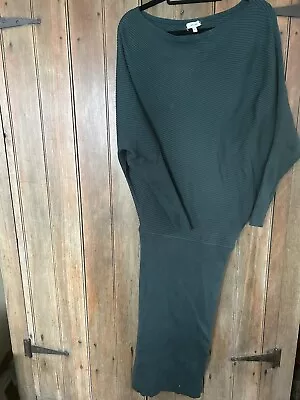 REISS Green Knit Like Maxi Ribbed  Bodycon Jumper Dress Size Small • $95