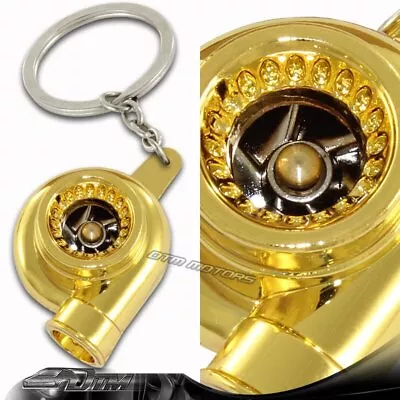 Gold Spinning Turbo Charger Turbine Key Chain Lanyard Key Ring Keyfob Keychain • $4.88