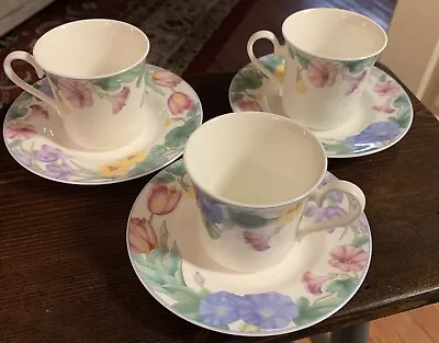 3 Mikasa Spring Legacy Cups And Saucers • $22