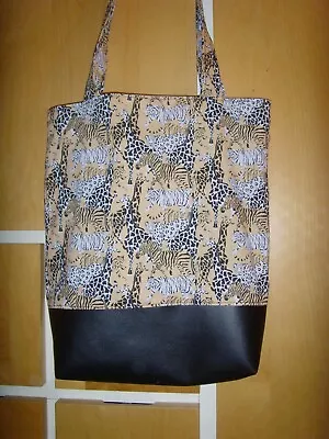 £14.99 • Buy SAFARI GIRAFFE CHEETAH ZEBRA  FAUX VEGAN LEATHER FABRIC Tote BUCKET Bag   LINED
