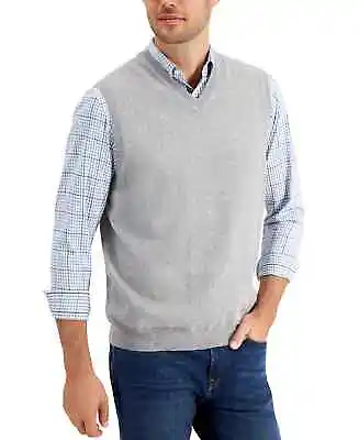 CLUB ROOM Sweater Vest Mens XXL 2XL Heather Gray Solid V-Neck NWT • $10.80