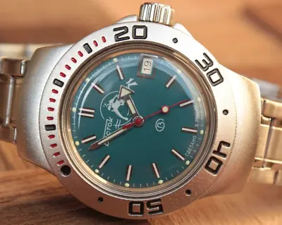 Vostok Amphibian Diver Mechanical Auto Winding Wrist Watch Scuba Dude 060059 • $114.99