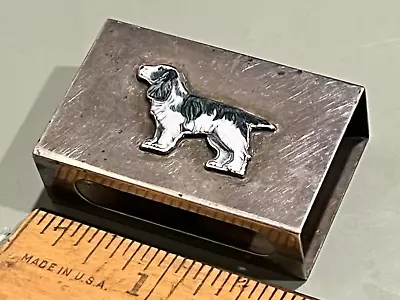 C.1910 Springer Spaniel Dog Enameled Sterling Silver Match Box Holder Case Udall • $157.50