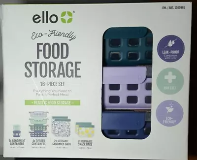 Ello Eco-Friendly 16-piece Plastic Food Storage Set. BPA Free Plastic  • $31.99