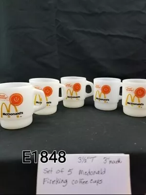 Vtg McDonald’s Fire King Milk Glass Coffee Mug Good Morning Sun Anchor Hocking • $38