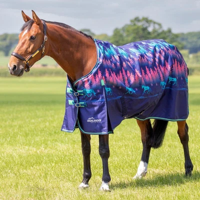 £72.89 • Buy Shires Highlander Original 0g Horse Waterproof Turnout Rug - Navy Forest Pattern