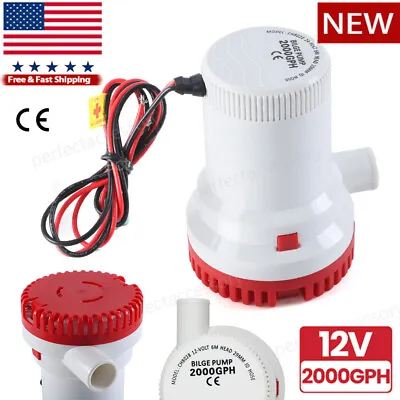 2000GPH 12V Electric Marine Submersible Bilge Pump Boat Water Pump Non-Automatic • $30.99