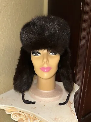 EXCELLENT Vintage Russian 100% Sable Mink Fur Hat (Ushanka) Trapper Hat • $80