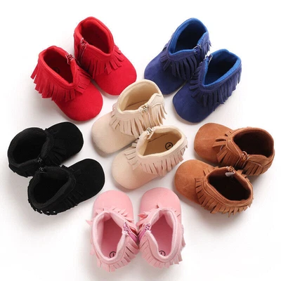 $8.72 • Buy Baby Girls Cowboy Tassel Boots Side Zipper Soft Bottom Non-Slip Toddler Shoes