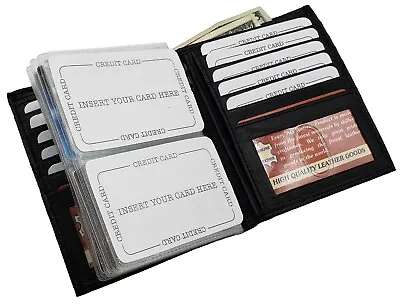 Mens Leather Hipster Wallet 2 ID 2 Bill Slots 10 Card Slots Plastic Inserts • $17