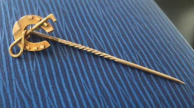 Early 15ct Gold Stick Or Hunting Stock Pin 1907 Horse Riding Crop And Horseshoe • $166.80