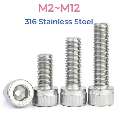 316 Stainless Steel Cup Head Hexagon Hex Socket Cap Allen Head Screw Bolt M2~M12 • $4.72